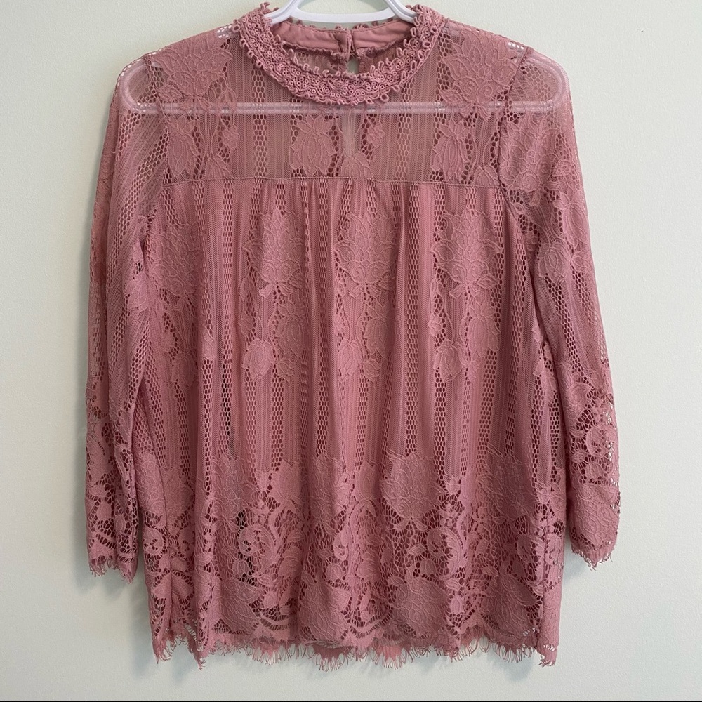 Soho pink mesh floral blouse Size XS